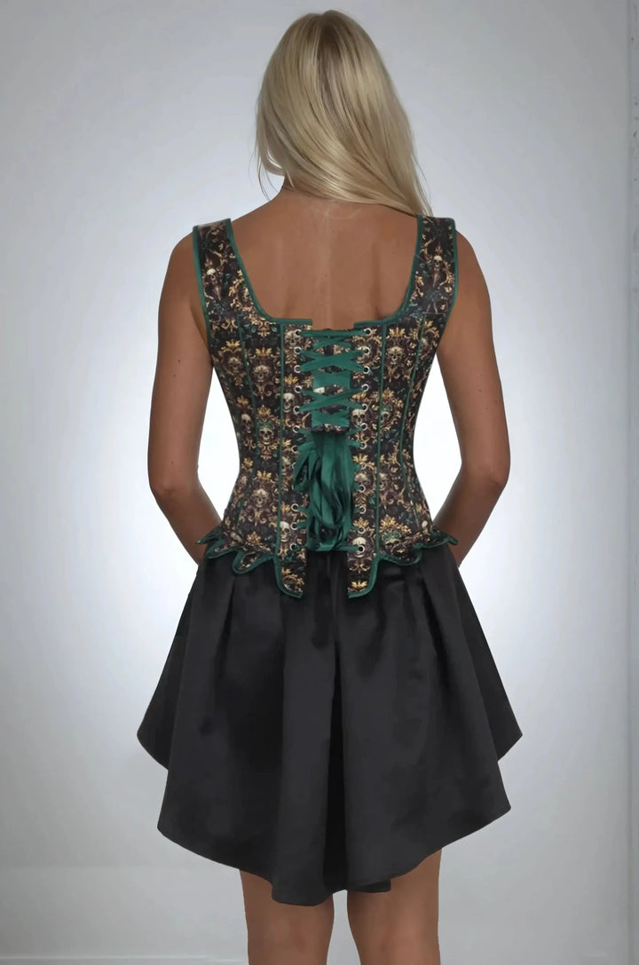 Annistyn Skull Print Gothic Corset