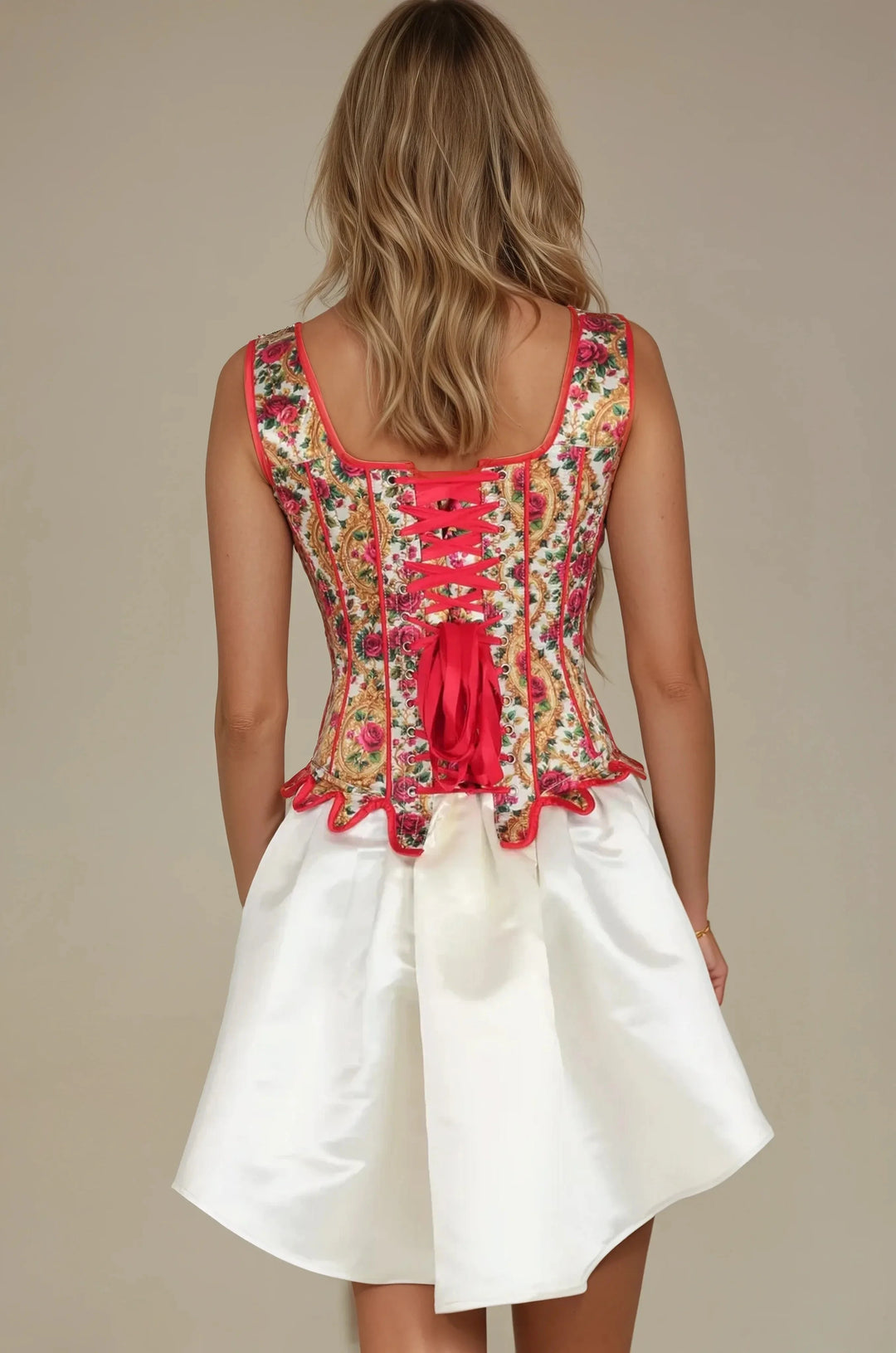 Tylee Regal Red Rose Print Corset