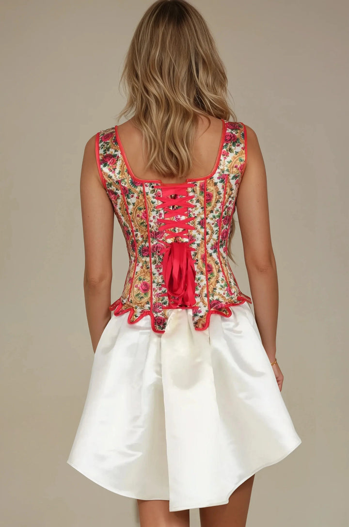 Tylee Regal Red Rose Print Corset