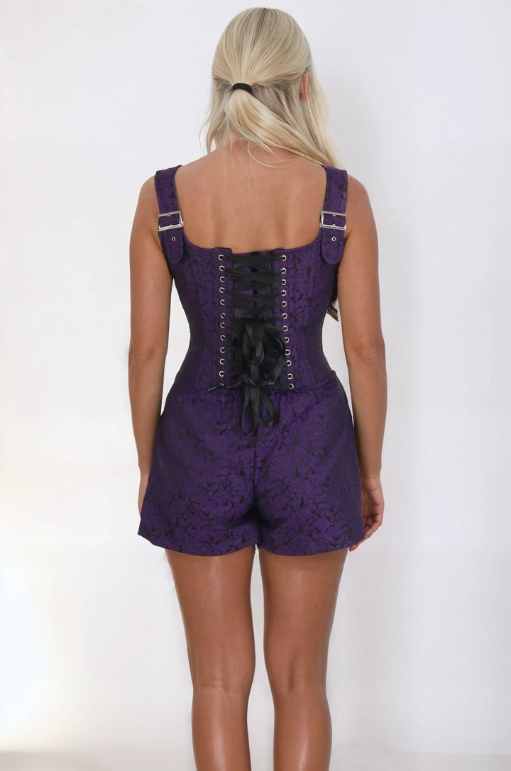 Koemi Purple Brocade Corset Skort