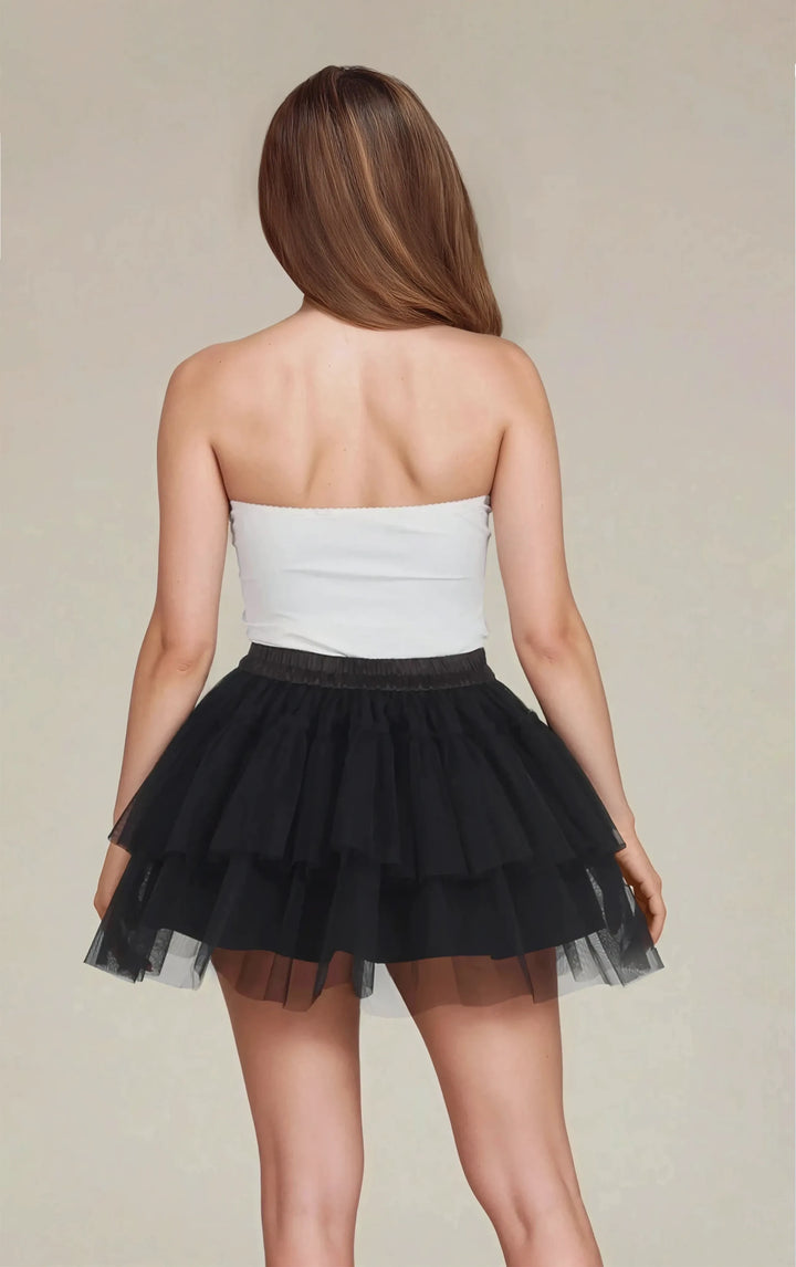 Niko Layered Black Tulle Skirt