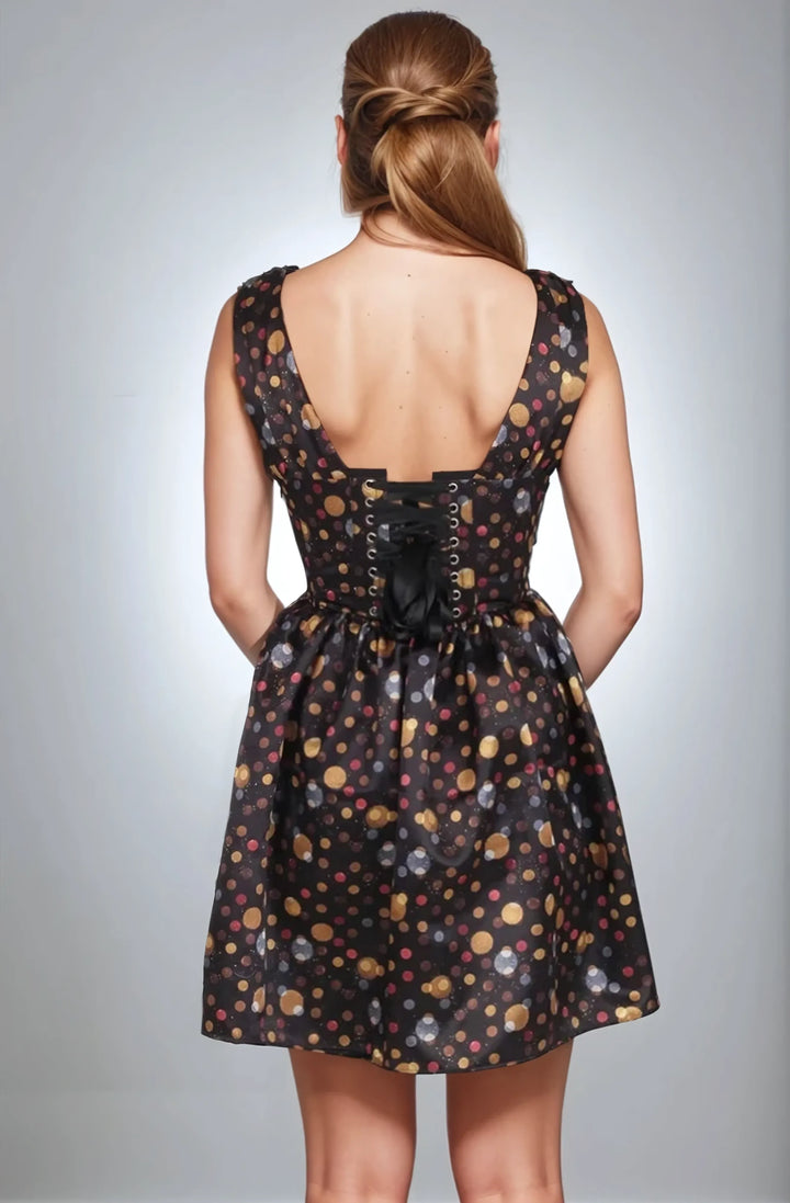 Ethyl Metallic Polka Dots Corset Dress