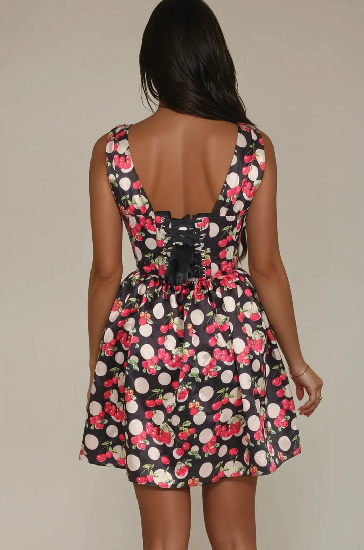 Sarai Polka Dots & Cherries Custom Made Corset Dress