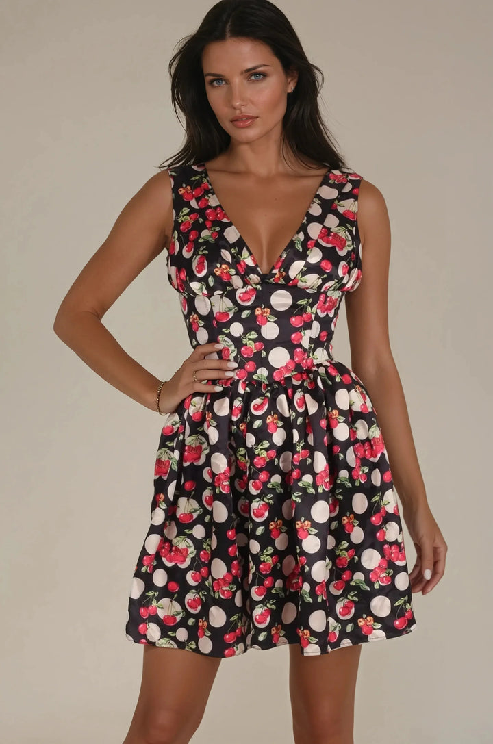 Sarai Polka Dots & Cherries Custom Made Corset Dress