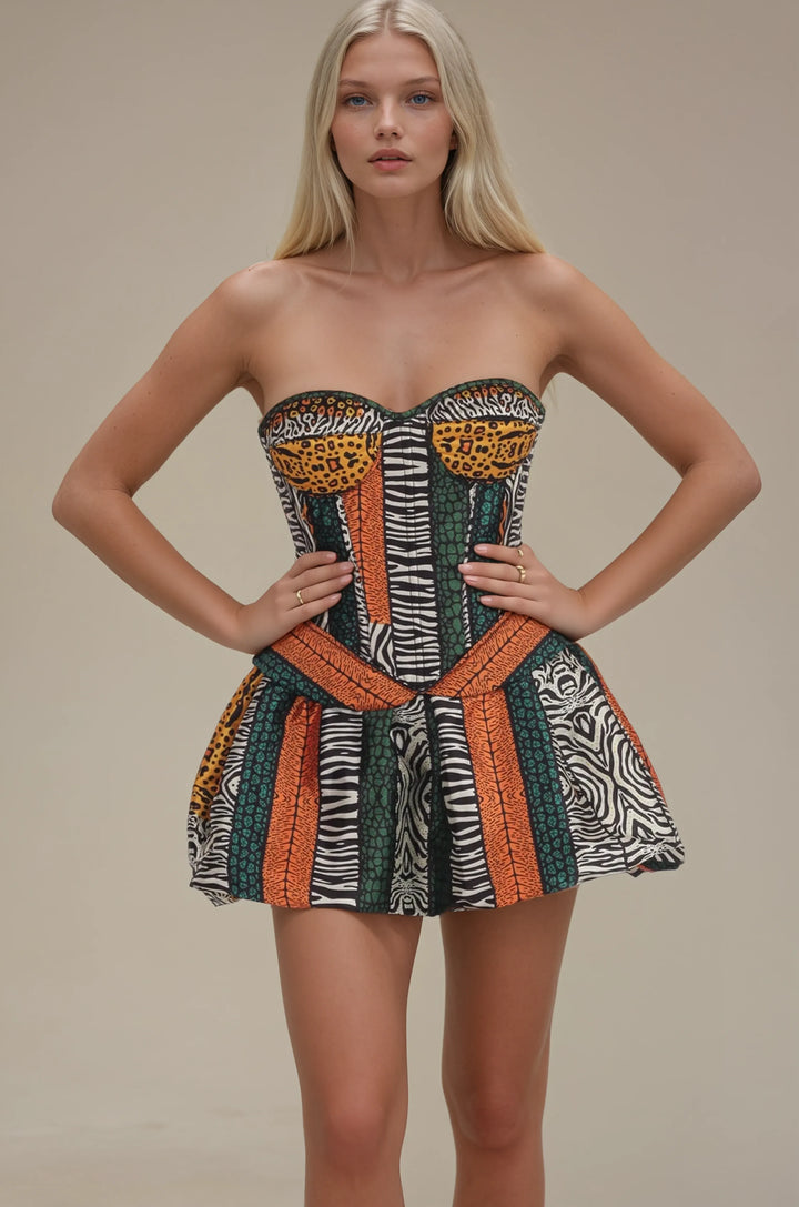 Keegan Safari Luxe Corset and Skirt Co-Ord Set