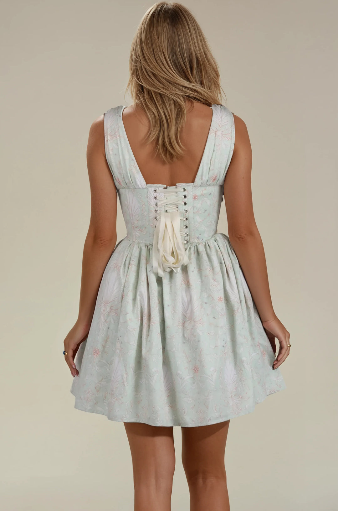 Romi Shell Print Cotton Custom Made Corset Dress