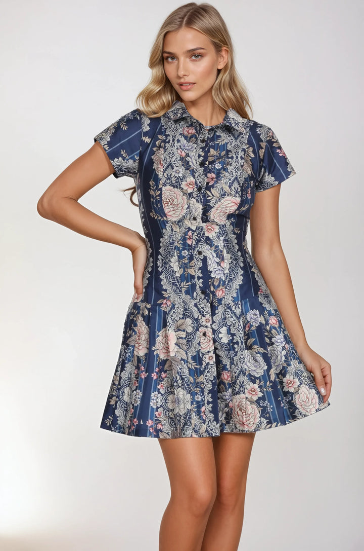 Kailene Floral Corseted Shirt Dress