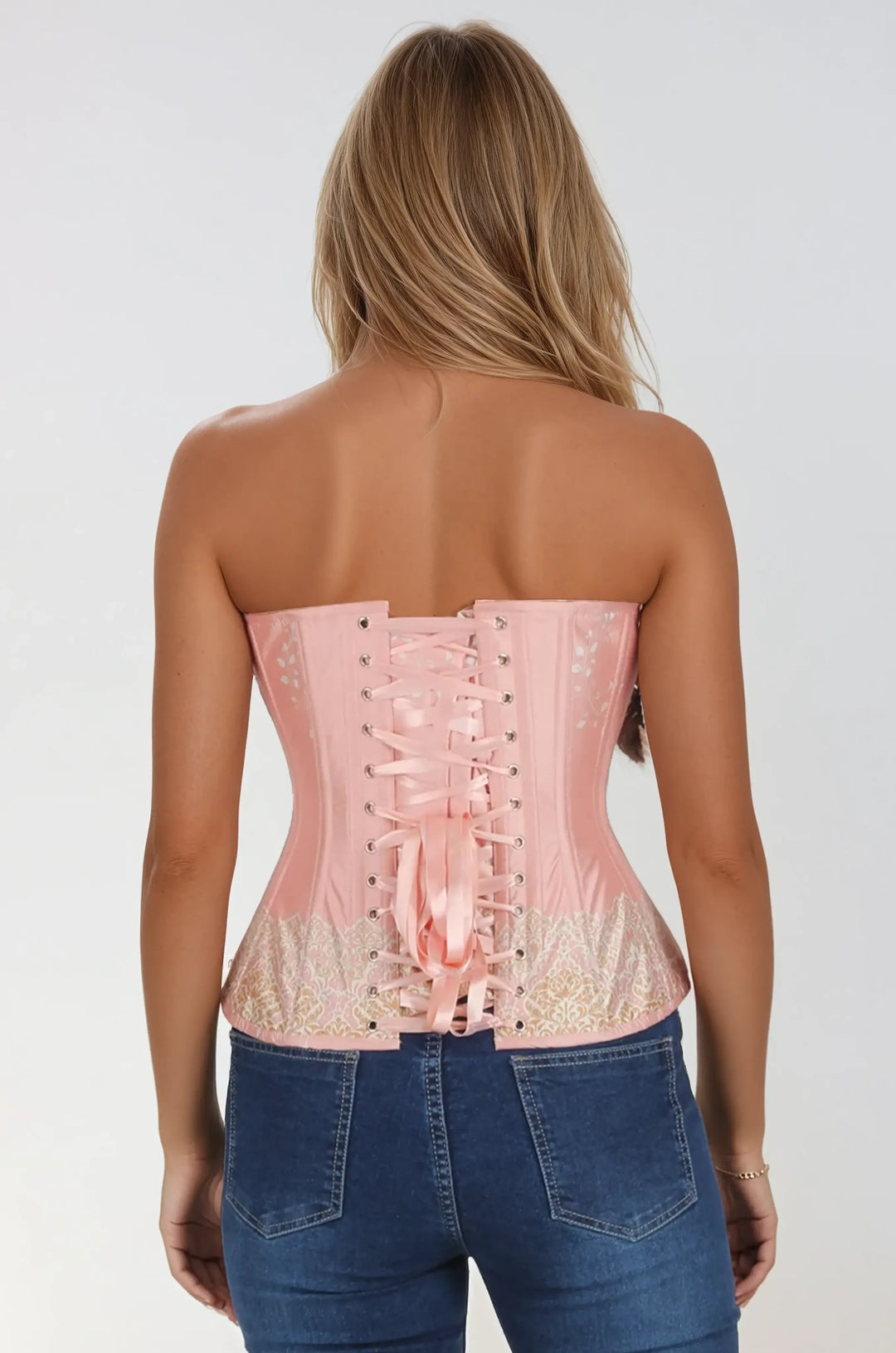 Nynaeve Blush Pink Floral Overbust Corset