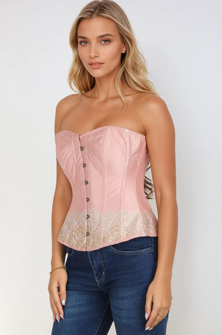 Nynaeve Blush Pink Floral Overbust Corset