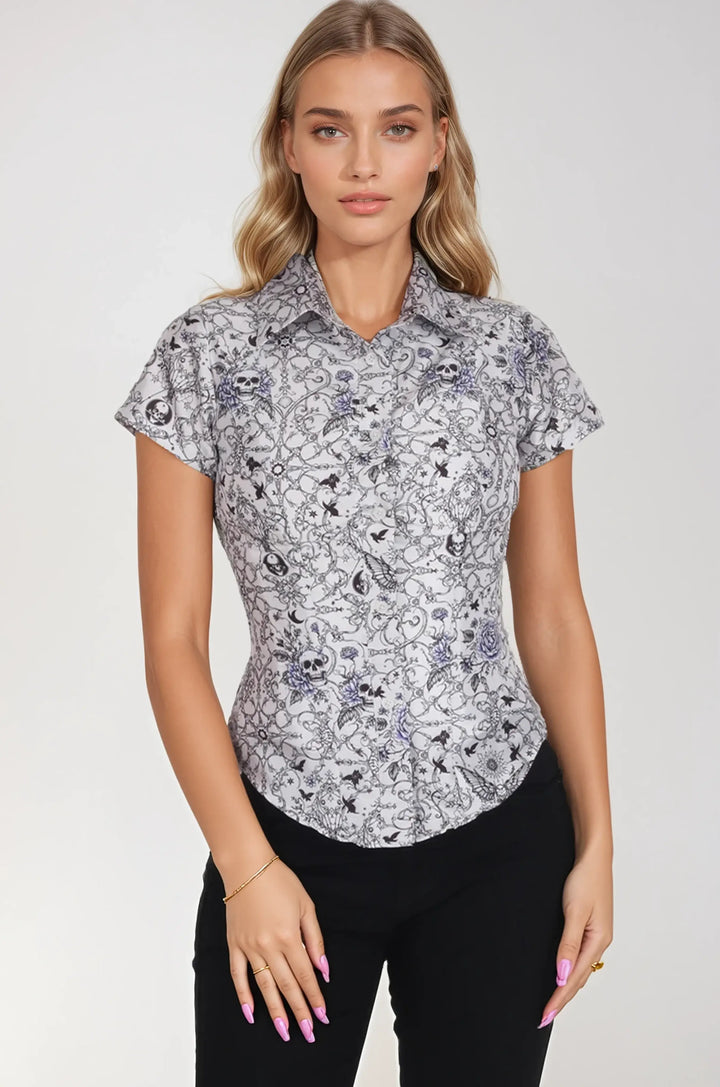 Hollyann Monochrome Gothic Corset Shirt