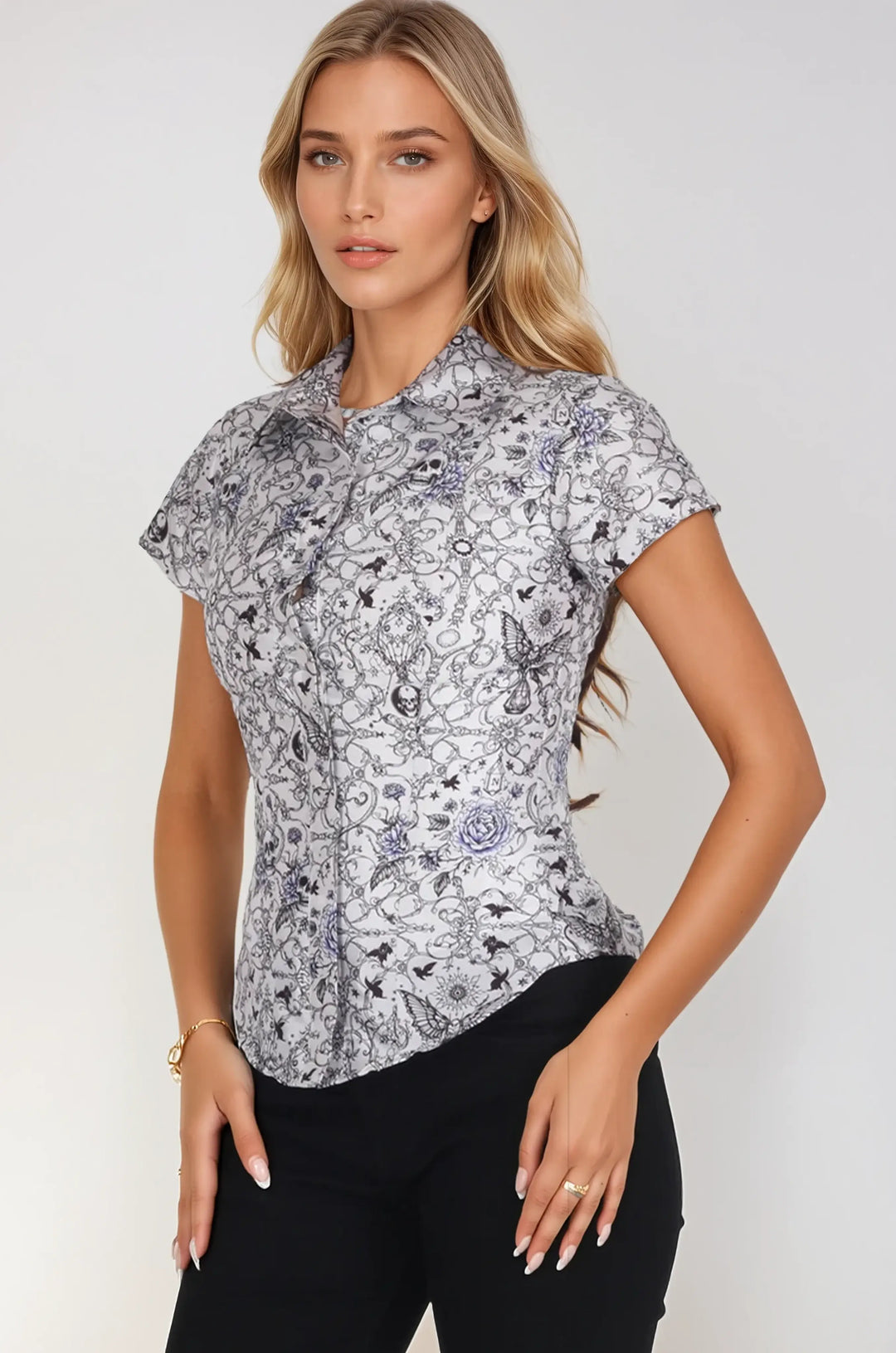Hollyann Monochrome Gothic Corset Shirt