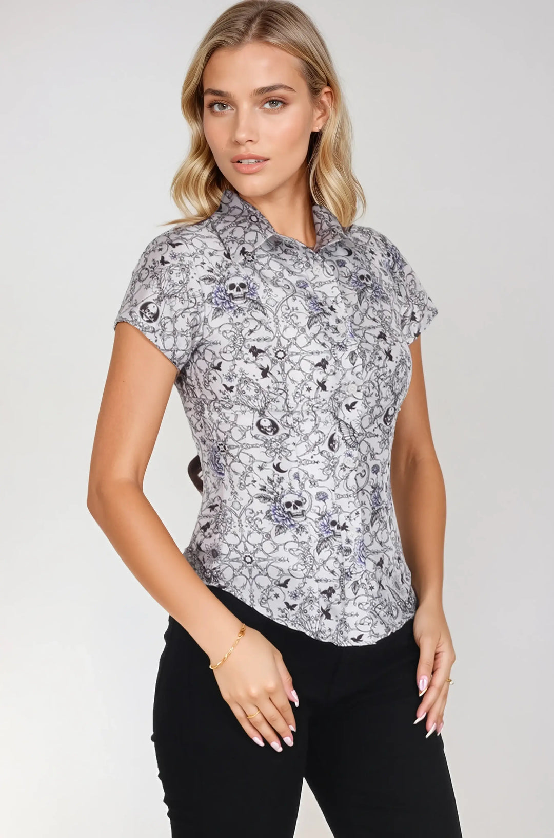Hollyann Monochrome Gothic Corset Shirt