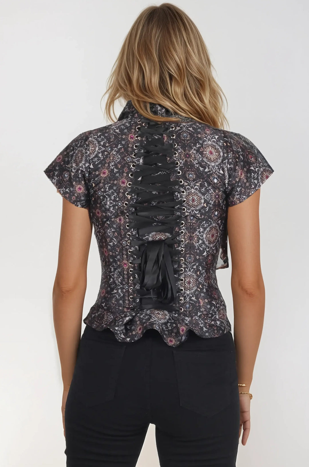 Shari Ornate Dark Toned Corset Shirt