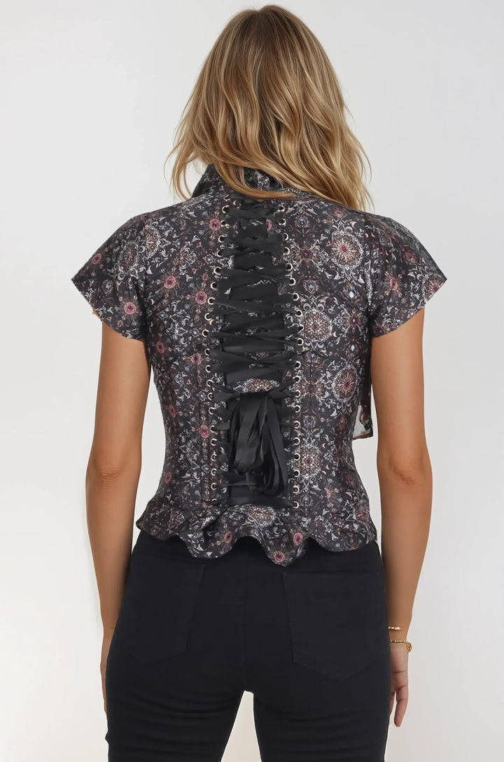 Shari Ornate Dark Toned Corset Shirt
