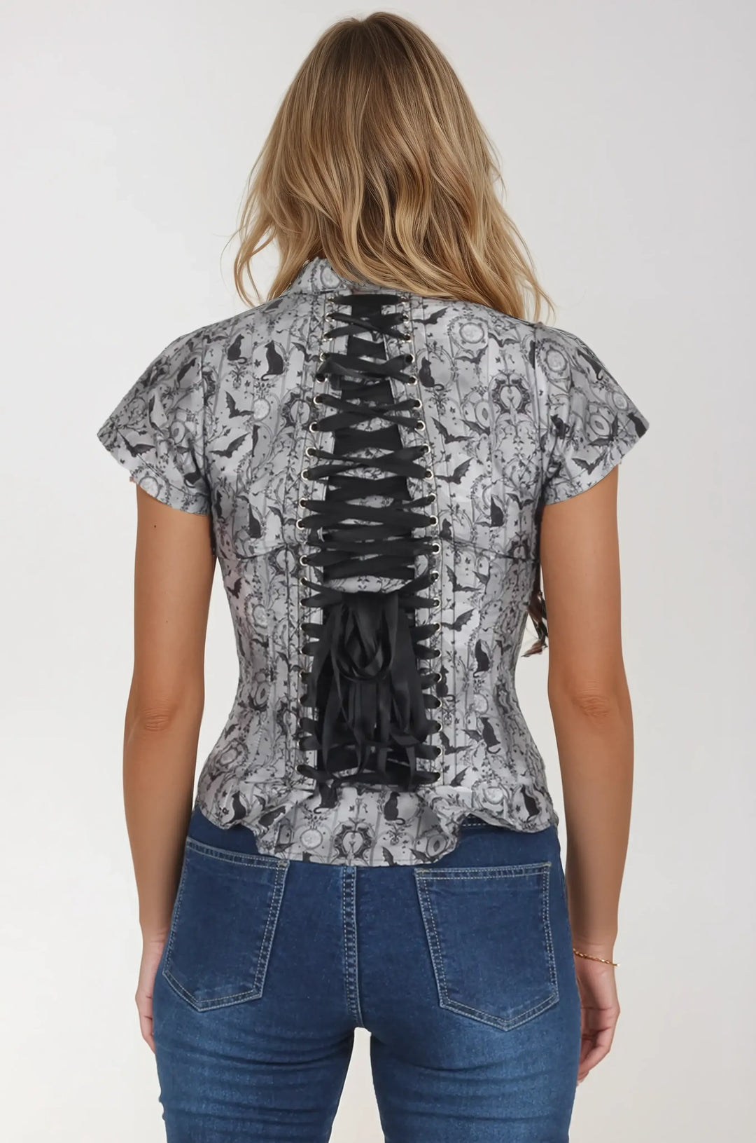 Vinessa Monochrome Print Corset Shirt