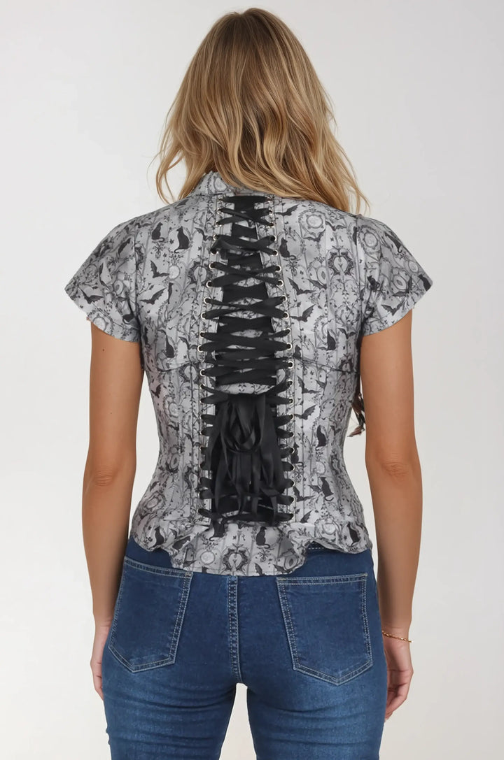 Vinessa Monochrome Print Corset Shirt