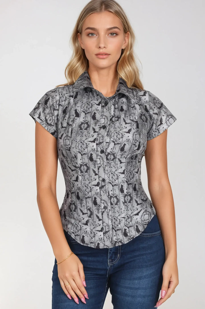 Vinessa Monochrome Print Corset Shirt