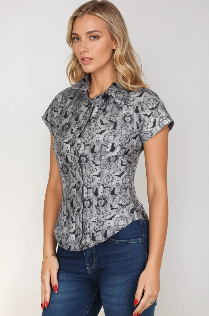 Vinessa Monochrome Print Corset Shirt