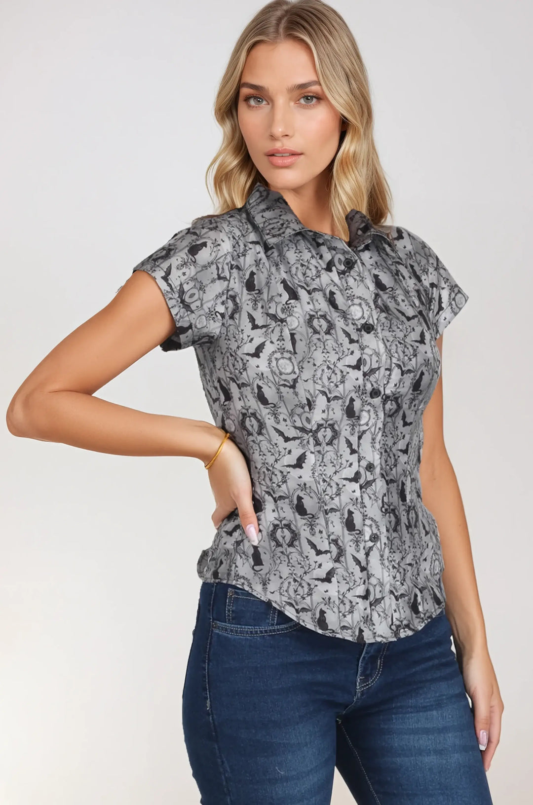 Vinessa Monochrome Print Corset Shirt