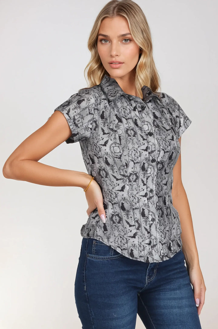 Vinessa Monochrome Print Corset Shirt