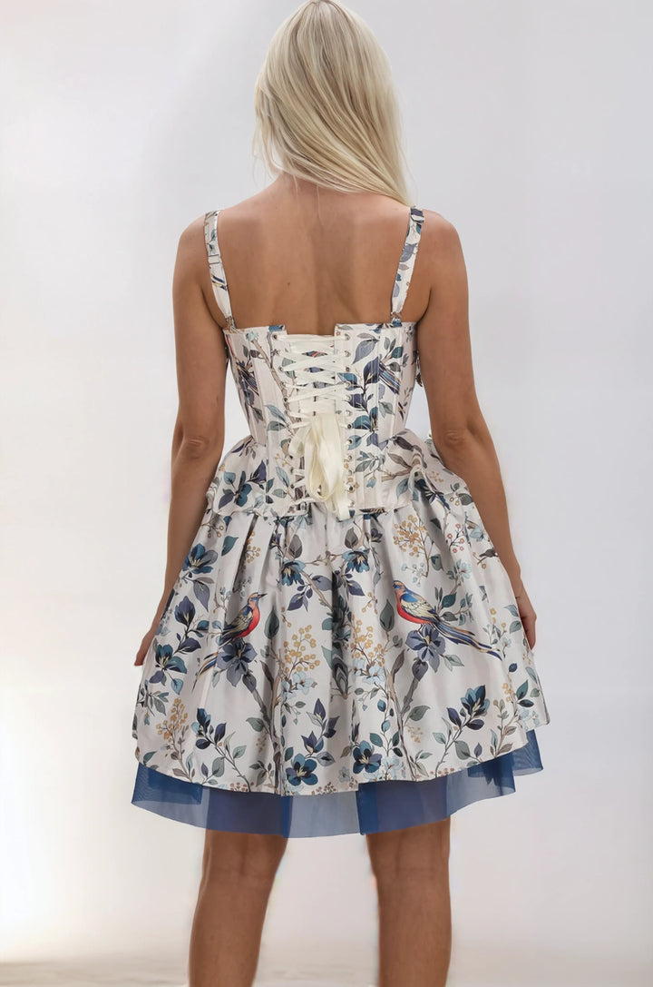 Ladonna Floral Bird Print Corset Co-ord Set