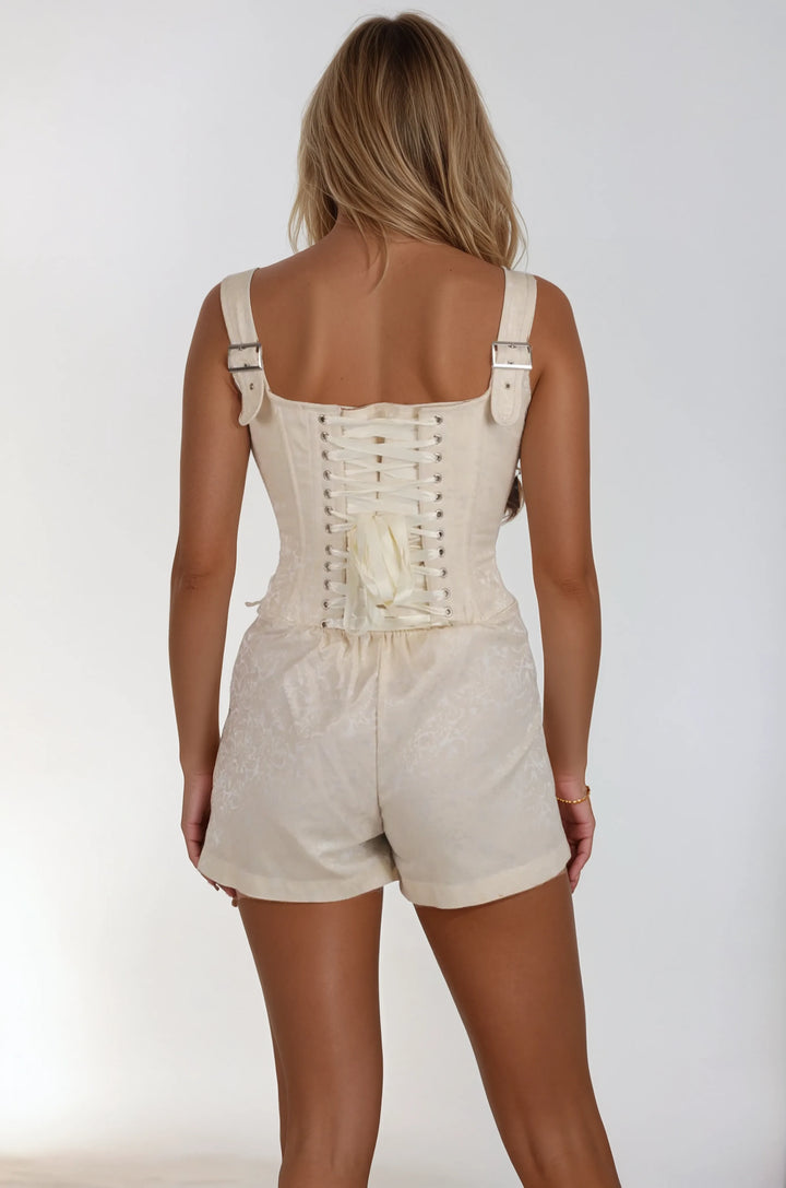 Liby Ivory Brocade Corset Skort