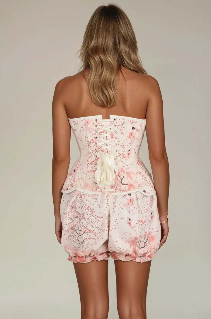 Kimilee Cherry Print Overbust Corset
