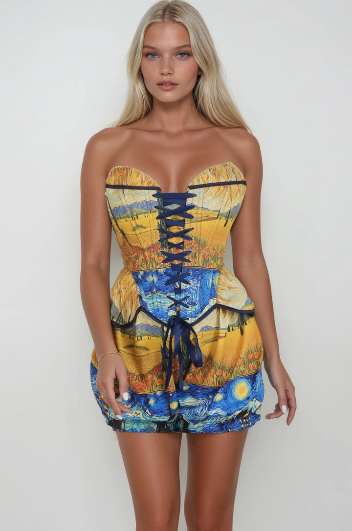 Kaylan Van Gogh Fields Corset and Bloomer Set