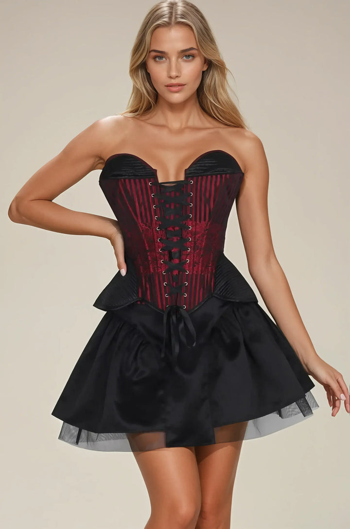 Edwena Maroon Overbust Custom Made Corset