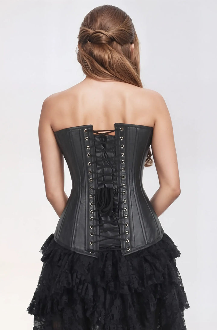 Dalyah Black Leather Overbust Corset