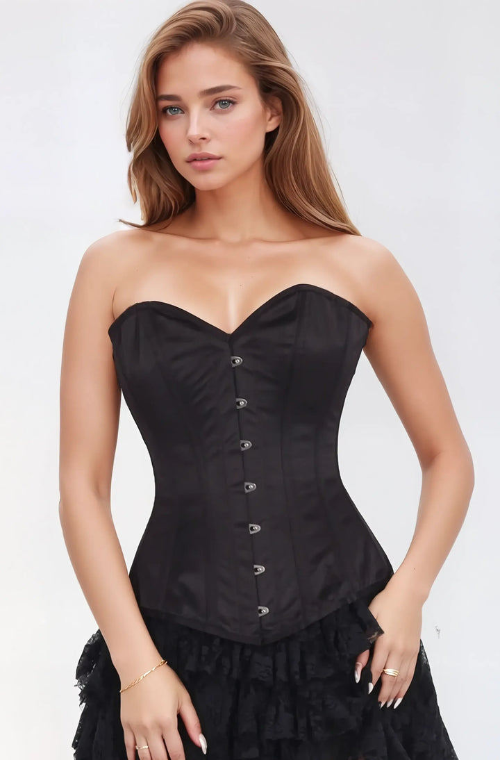 Jeni Black Satin Overbust Corset
