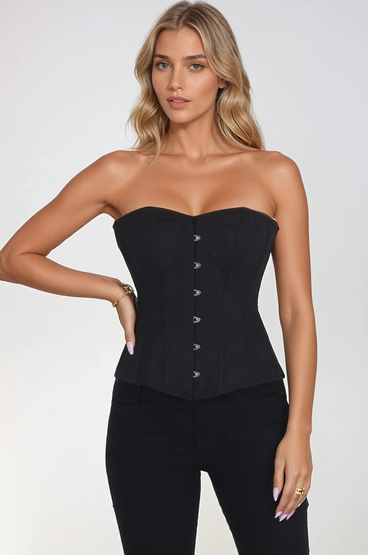 Jaeleen Sweet Heart Black Cotton Corset