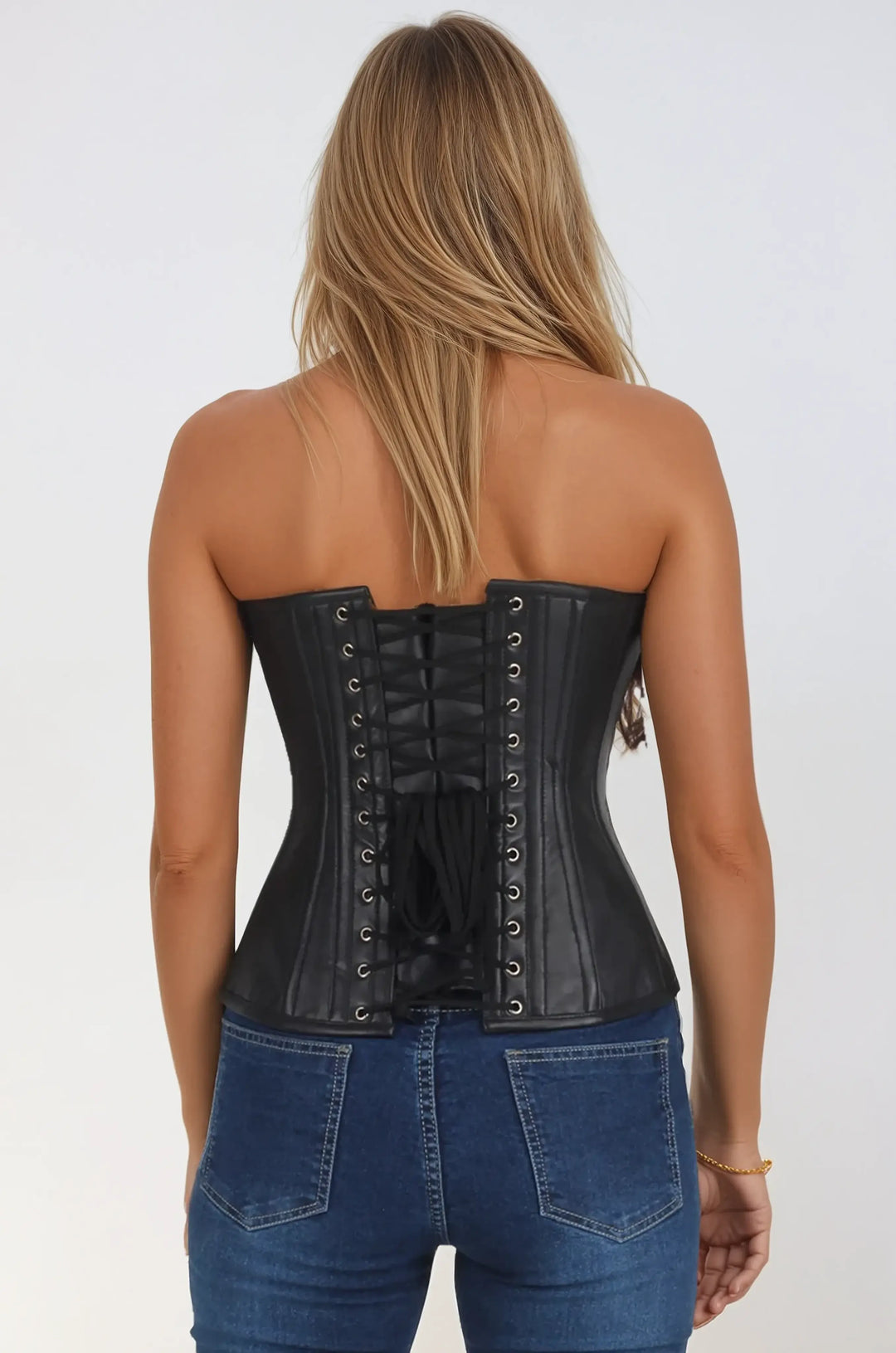Delle Black Leather Sweet Heart Corset