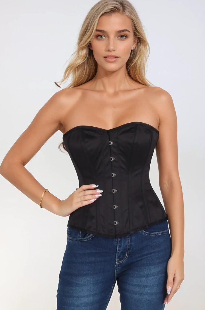 Jazzalyn Sweet Heart Black Satin Corset
