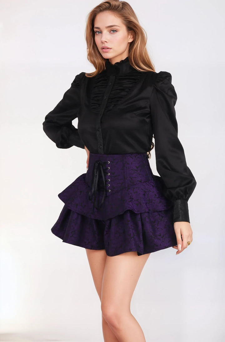 Kymberly Purple Brocade Corset Skirt