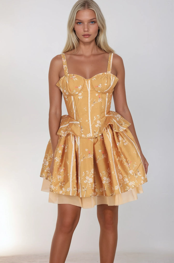 Harlea Cherry Blossom & Bird Corset Co-Ord Set