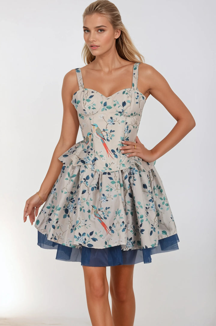 Adrian Foliage Tropical Bird Corset Co-Ord Set
