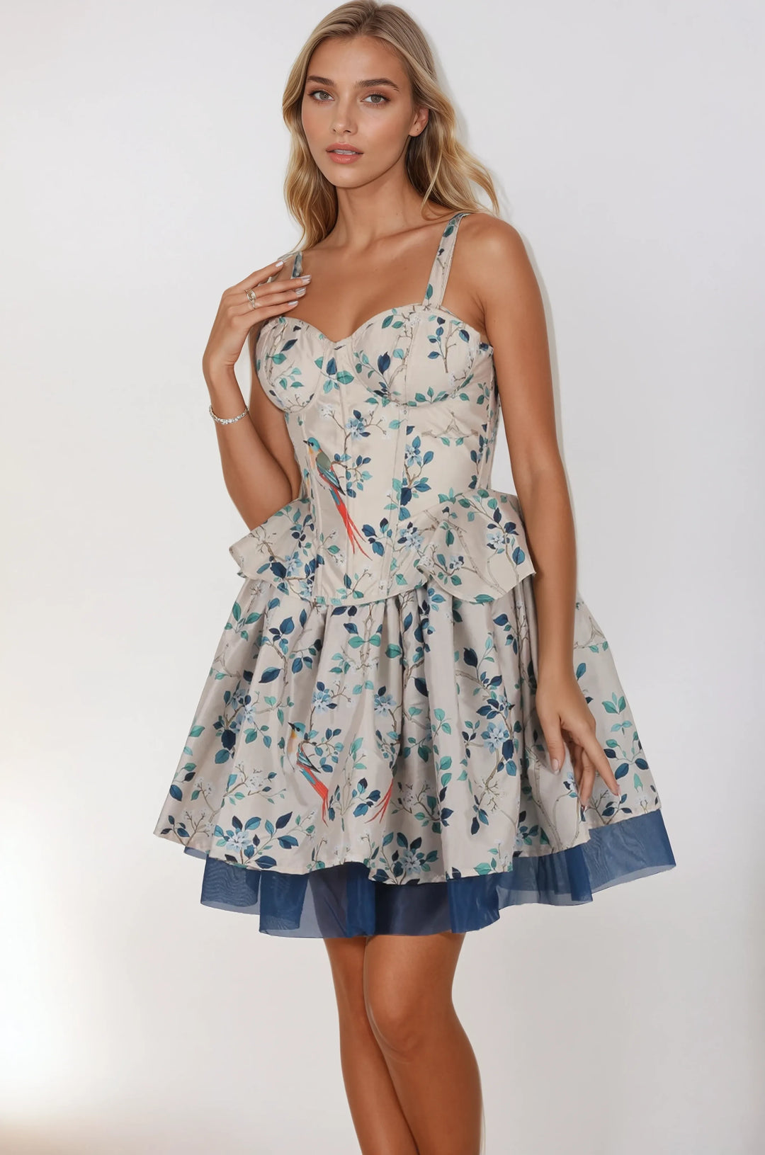 Adrian Foliage Tropical Bird Corset Co-Ord Set
