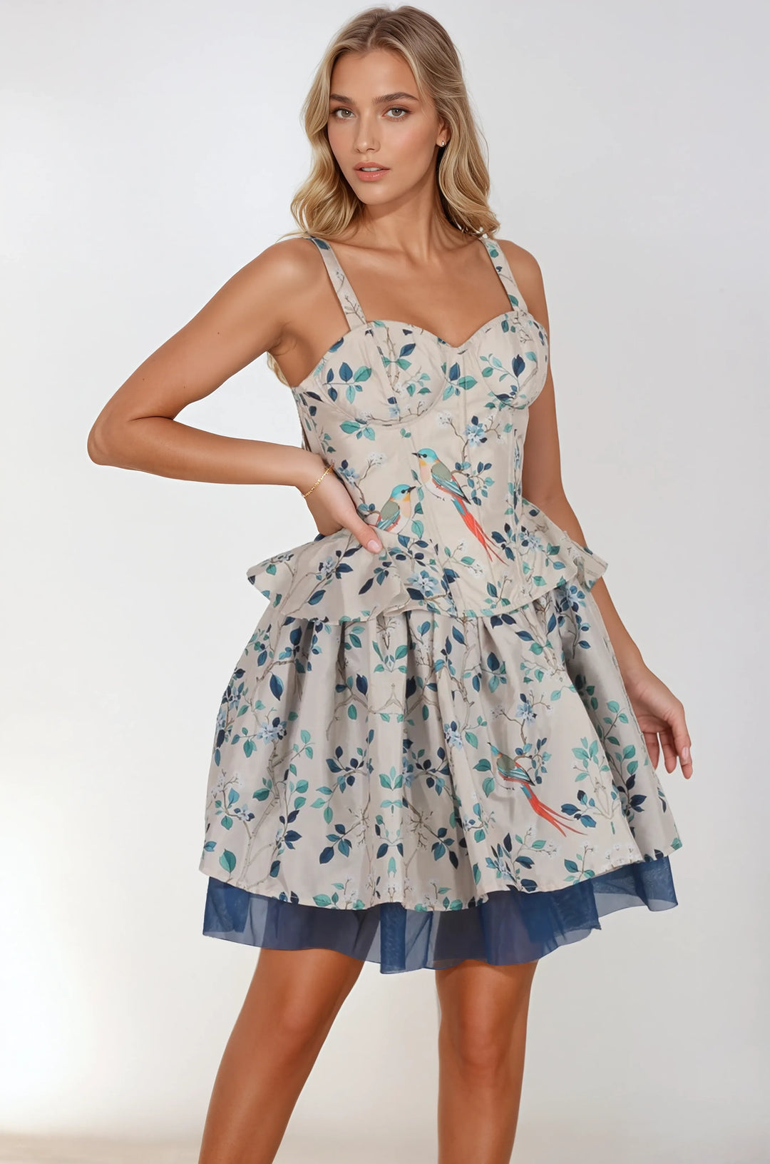 Adrian Foliage Tropical Bird Corset Co-Ord Set