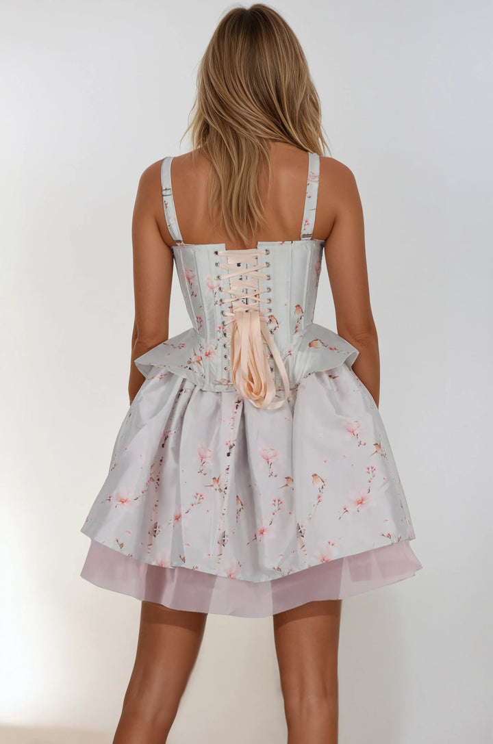 Amelie Grey Floral Corset Co-ord Set