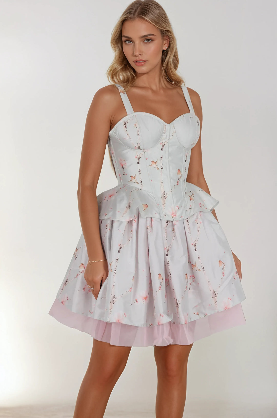 Amelie Grey Floral Corset Co-ord Set