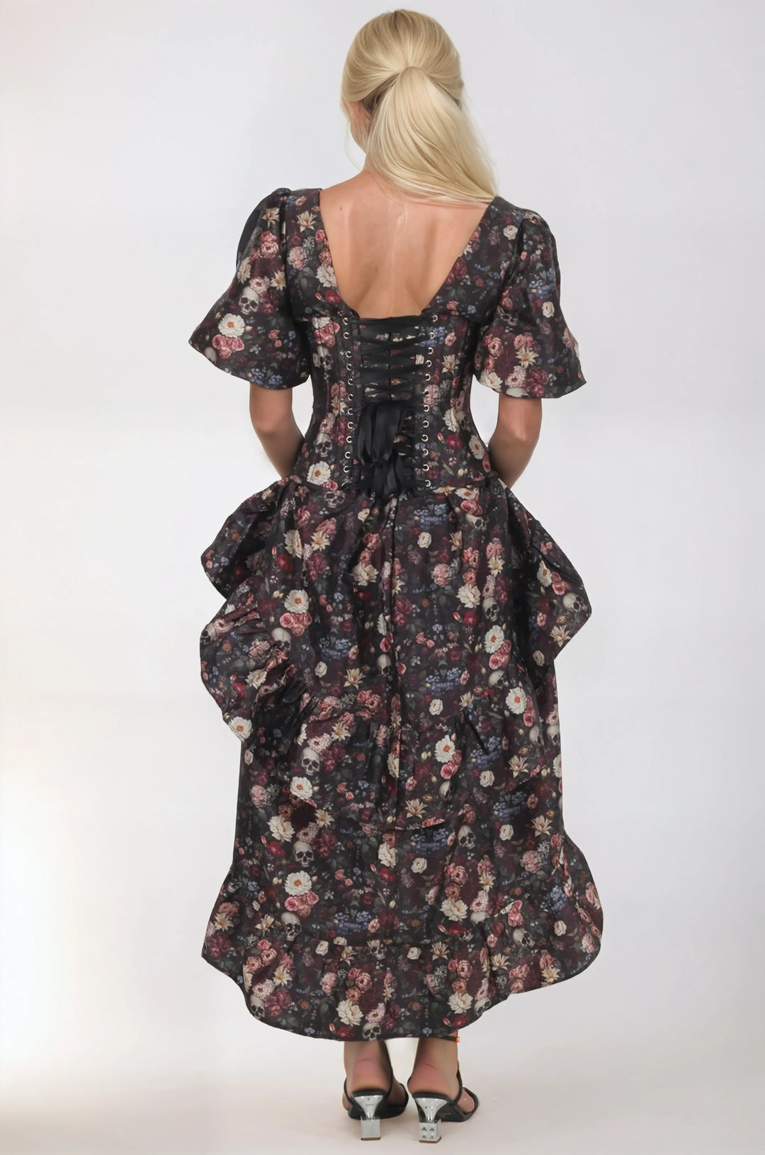 Rayne Soft Rose Skull Custom Made Corset Dress