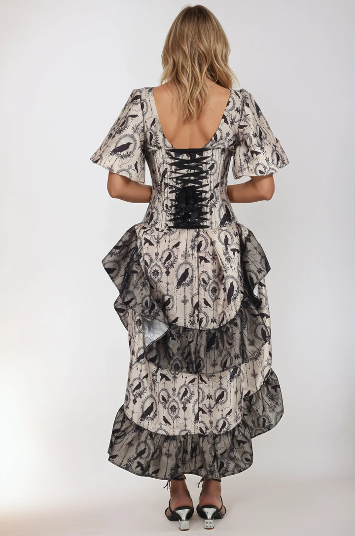 Chynna Ravens Print Corset Dress