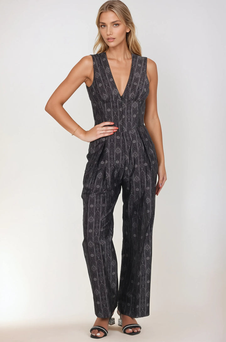 Masha Geometric Floral Corset Jumpsuit