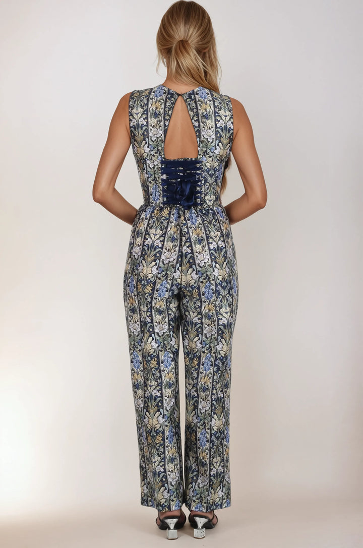 Quincy Ornate Botanical Corset Jumpsuit