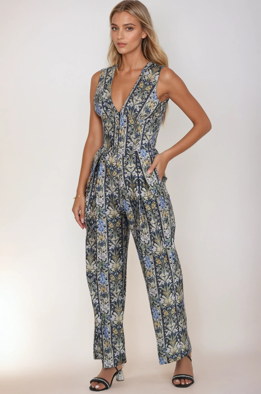 Quincy Ornate Botanical Corset Jumpsuit