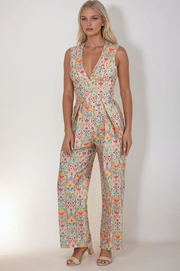 Noa Vibrant Garden Corset Jumpsuit