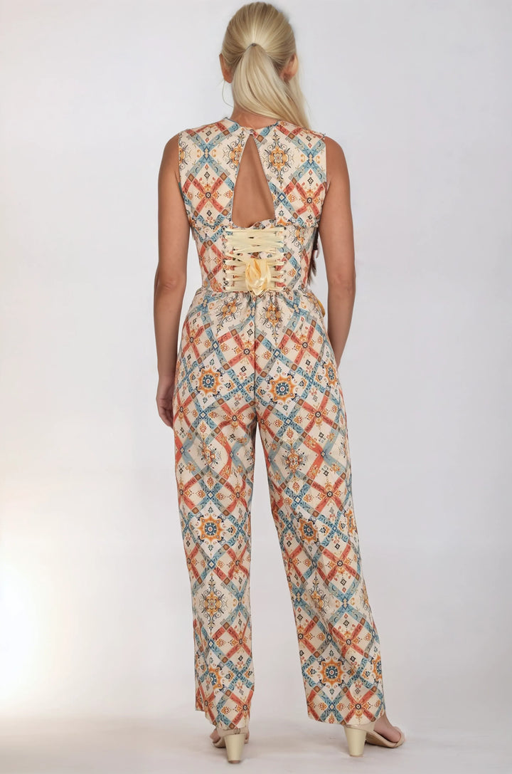 Jamie Floral Scroll Corset Jumpsuit