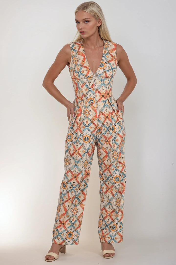Jamie Floral Scroll Corset Jumpsuit