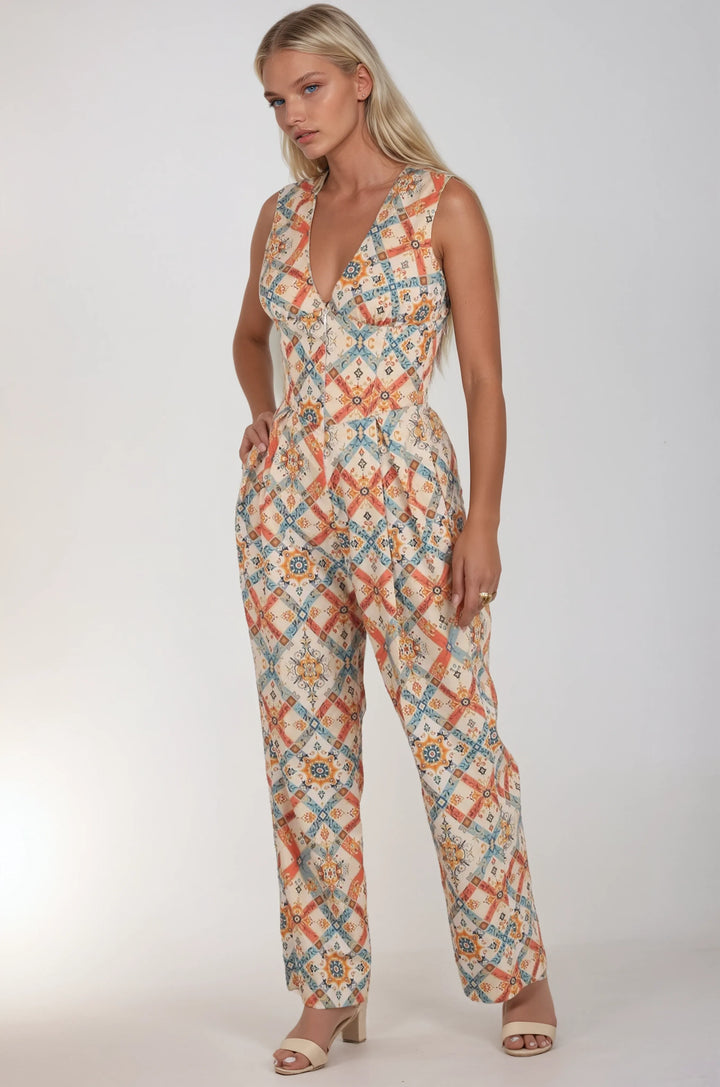 Jamie Floral Scroll Corset Jumpsuit